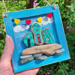 Handmade Sea Glass Beach Hut Wall Art Coastal Driftwood Decor - thumbnail 4