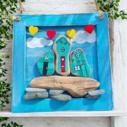 Handmade Sea Glass Beach Hut Wall Art Coastal Driftwood Decor - thumbnail 2