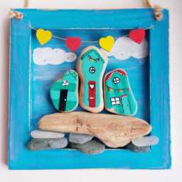 Handmade Sea Glass Beach Hut Wall Art Coastal Driftwood Decor - thumbnail 3