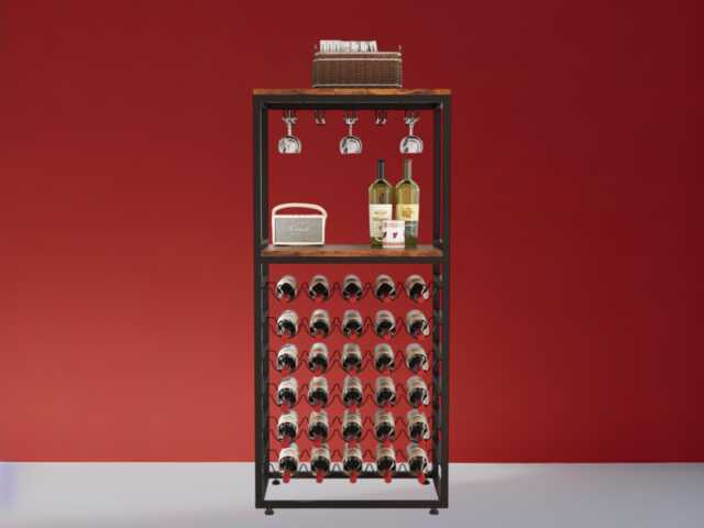 Rustic 6-Tier Wine Rack Industrial Bottle & Glass Storage - image 1