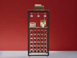 Rustic 6-Tier Wine Rack Industrial Bottle & Glass Storage - thumbnail 1