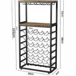 Rustic 6-Tier Wine Rack Industrial Bottle & Glass Storage - thumbnail 4