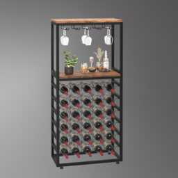 Rustic 6-Tier Wine Rack Industrial Bottle & Glass Storage - thumbnail 2