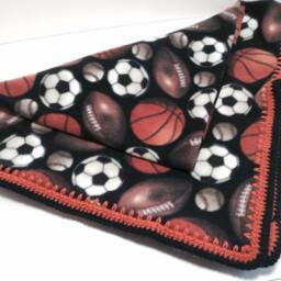 Sports Themed Fleece Baby Blanket Set Comes With 3 Hats, Blanket, Booties & Lovey - Baseball, Basketball Football - thumbnail 3