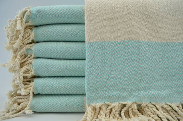 "Herringbone Towel, Turkish Towel, Mint Green Towel, Peshtemal Towel, 40""x70" - image 1