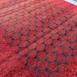 9x12 Turkmen Saruq Rug, Oversized Afghan Sarouk Rug Large Red Tribal Hand Knotted Wool Dining Room Geometric Extra Area - thumbnail 4