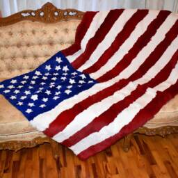 Fur Blanket Of Usa Flag - Rex Rabbit Throw Sofa Cover The American Flag Desing Handmade Blanket - thumbnail 4