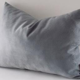 Gray Velvet Lumbar Pillow Cover 14x20 Decorative Throw - thumbnail 3