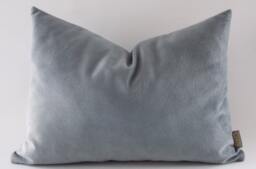 Gray Velvet Lumbar Pillow Cover 14x20 Decorative Throw - thumbnail 1