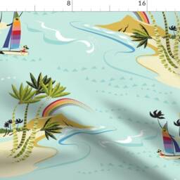 Hawaii Curtain Panel - Tropical Island Rainbow Beach Hawaiian Ocean Vacation Custom Heading To Diamond Head By Hootenannit - thumbnail 4