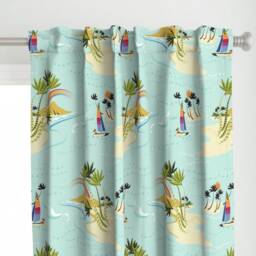 Hawaii Curtain Panel - Tropical Island Rainbow Beach Hawaiian Ocean Vacation Custom Heading To Diamond Head By Hootenannit - thumbnail 1