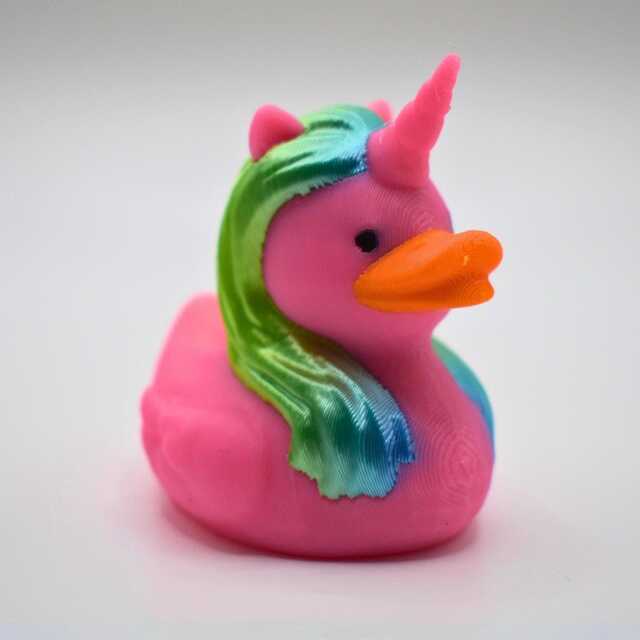 3D Printed Tri-Tone Silky Mane Unicorn Decorative Duck Quirky Desk Decor Fidget Gadget Collectable - image 1