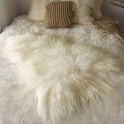 On Sale Sale Exclusive Genuine Natural Icelandic Sheepskin Rug, Pelt, Super Soft Long Fur Creamy White - thumbnail 3