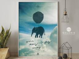 Picture Elephant, Poster, Print, Painting, Art Print With Speak, Elephant Balloon, One Day I Fly Away - thumbnail 1