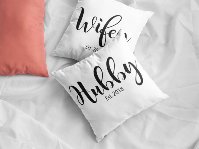 Hubby Wifey Pillow Covers - Custom Personalized Funny Wedding Gift Birthday