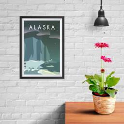 Retro World Famous City Posters - Vintage, Travel Poster Printing Wall Art Print For Home Office Alaska, Usa - thumbnail 1