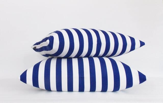Navy & White Striped Pillow Cover Set Cotton Canvas Throw Pillows - image 1