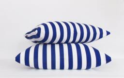 Navy & White Striped Pillow Cover Set Cotton Canvas Throw Pillows - thumbnail 1