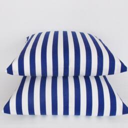 Navy & White Striped Pillow Cover Set Cotton Canvas Throw Pillows - thumbnail 3