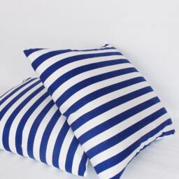 Navy & White Striped Pillow Cover Set Cotton Canvas Throw Pillows - thumbnail 4