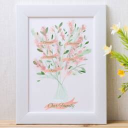 Personalized Family Tree Print - Watercolor Flowers, Unique Grandparent Gift - thumbnail 2