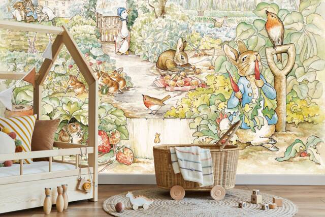 Peter The Rabbit Wall Mural, Fairytale Mural, Fairy Garden Wallpaper, Animals D??cor, Nursery & Room Art - image 1