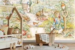 Peter The Rabbit Wall Mural, Fairytale Mural, Fairy Garden Wallpaper, Animals D??cor, Nursery & Room Art