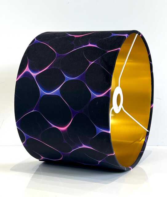 Handmade By Order Luxury Blue Laser Beem Geometry Pattern Black Velvet Drum Lamp Shade Pendant Light All Shapes & Sizes Availab - image 1