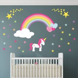 Rainbow Unicorn Nursery Wall Stickers Magical Star Decals - thumbnail 2