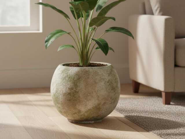 Light Green & Beige Ceramic Plant Pot, Handmade Indoor Planter, Gift, - D12cm-D37cm - image 1