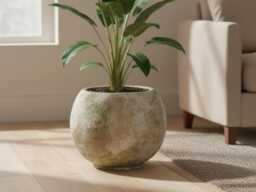Light Green & Beige Ceramic Plant Pot, Handmade Tommy Indoor Planter, Gift, Multiple Sizes - D12cm-D37cm - thumbnail 1
