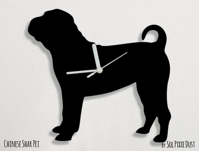 Chinese Shar-Pei Dog - Wall Clock Silhouette - image 1