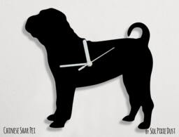 Chinese Shar-Pei Dog - Wall Clock Silhouette - thumbnail 1