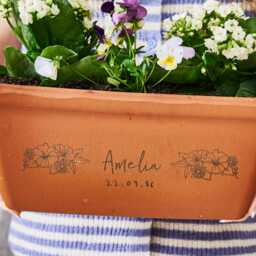 Birth Flower Birthday Gift Terracotta Planter - Personalised Window Box Trough - thumbnail 4