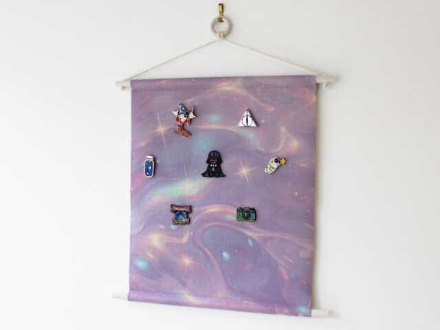 Dreamy Galaxy Pin Banner - Wall Hanging - Space Inspired Display Magical Pastel Fabric Celestial Pennant - image 1