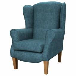 Handmade Blue Velvet Wingback Armchair Fireside Accent Chair