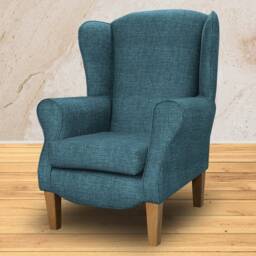 Handmade Blue Velvet Wingback Armchair Fireside Accent Chair - thumbnail 3