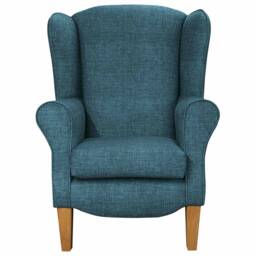 Handmade Blue Velvet Wingback Armchair Fireside Accent Chair - thumbnail 2