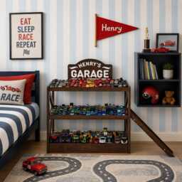 Personalized Toy Car Parking Garage Christmas Gift For Grandson - thumbnail 1
