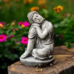 Concrete Buddha Statue Meditating Sitting Sculpture Outdoor Zen Figurine Garden Figure Cement Yard Ornament Lover Gift - thumbnail 1