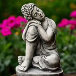 Concrete Buddha Statue Meditating Sitting Sculpture Outdoor Zen Figurine Garden Figure Cement Yard Ornament Lover Gift - thumbnail 2