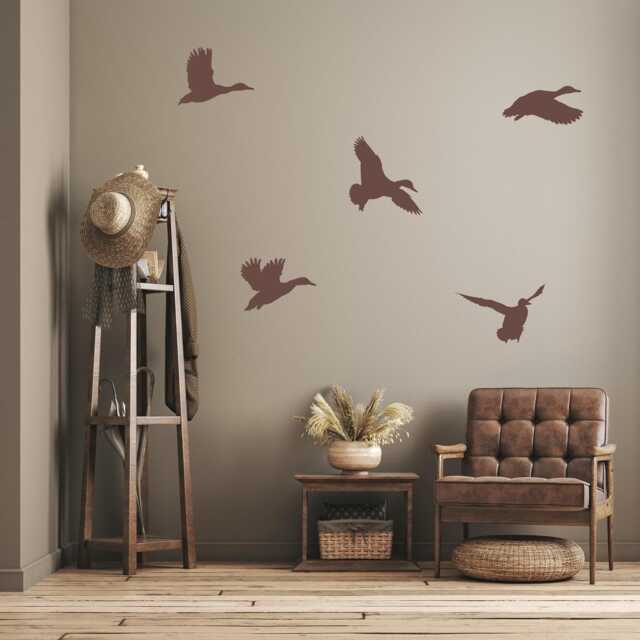 Duck Wall Decal Set - Mallard Ducks Flying Man Cave Decor Of 5 - image 1