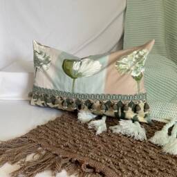 Designers Guild Pillow Cover Mineral Green Silk Velvet With Gold Trim - thumbnail 2