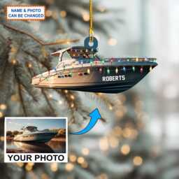 Custom Name & Picture - Your Boat Photo Ornament, Christmas Tree Hanging Decor, Flat 2D Ornament Acrylic/ Wooden - thumbnail 2