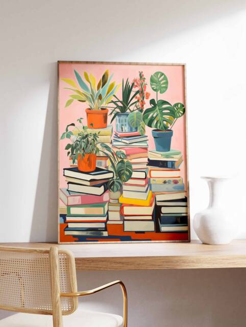 Vintage Library Poster, Book Shop Print, Lovers Gift, Reading Antique Wall Art, Retro Gift Idea - image 1