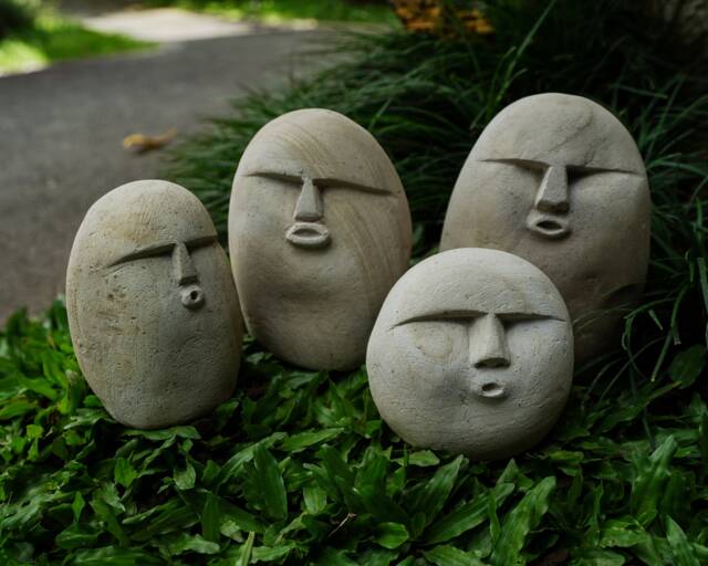 Funny Stone , Face Figurine, Meme Funny Stone, Carving Face, Carving, Garden Decor, Home Birthday Gift - image 1