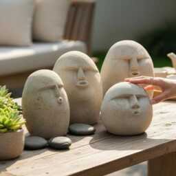 Funny Stone , Face Figurine, Meme Funny Stone, Carving Face, Carving, Garden Decor, Home Birthday Gift - thumbnail 2