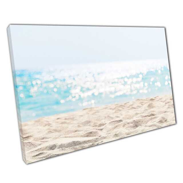 Tranquil Maldives Beach Canvas Soft White Sand, Shimmering Ocean, Sunny Wall Art For Home & Office - image 1