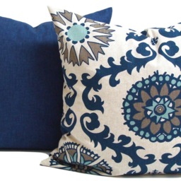 Blue Tan Pillow, Pillow Cover, Cushion Decorative Cover For 20x20 18x18 16x16 All Sizes - thumbnail 2