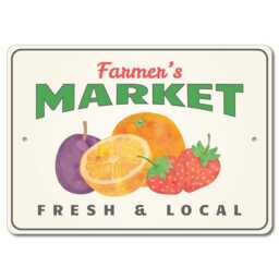 Farmers Market Metal Sign - Fresh & Local Produce Decor Rustic Kitchen Wall Art Farm Stand Fruit Country - thumbnail 3